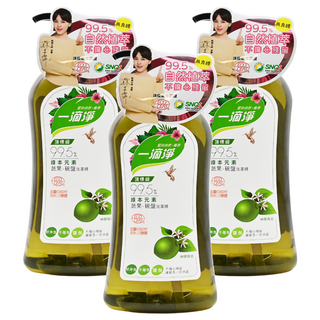 一滴淨 蘆薈多酚食品用洗潔精，99.5%植物萃取，含10%蘆薈，溫和不刺激, 1kg, 3瓶