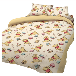 戀家小舖 40支精梳棉 單人床包 含枕套一件 台灣製造 維尼圖案 甜點馬卡龍, 1組