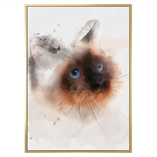 貓 PS環保裝飾框畫 油畫布+松木內框, 金色