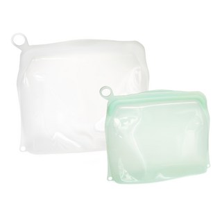 OUTSY 可密封果凍QQ矽膠食物夾鏈袋 分裝袋 500ml+1000ml, 小巧款 + 標準款, 1組, 2個