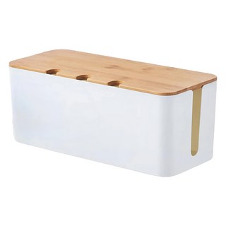 isona 三孔竹板延長線收納盒 S 24 x 12 x 12cm, 白色, 1個