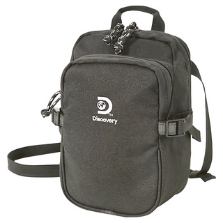 Discovery 可擴充雙層斜背包, 15.5 x 10.5 x 21cm + 肩帶62~95cm, 黑色