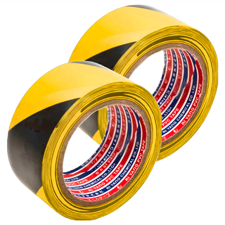 斑馬膠帶 警示膠帶 0.18mm厚, 48mm x 25m, 黑黃色, 2個