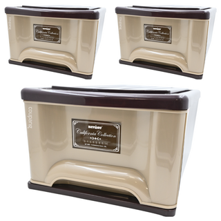 KEYWAY 聯府 抽屜整理箱 20L, 咖啡色, 3個