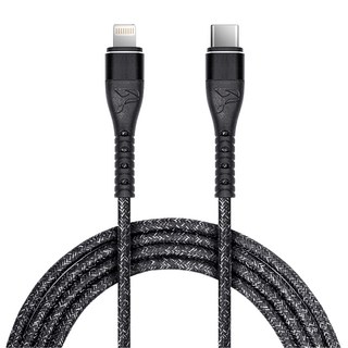 peripower 精研編織系列 USB-C-Lightning PD 快充傳輸線 CD-04, 2m, 鐵礦黑, 1條