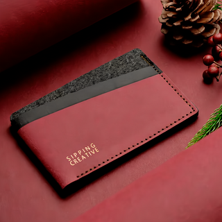 SIPPING CREATIVE 俬品創意 信用卡夾, 紙革材質, 耐用耐撕, 友善環境, 超輕量, 可水洗, 7 x 10.4 x 0.6cm, 醇酒紅