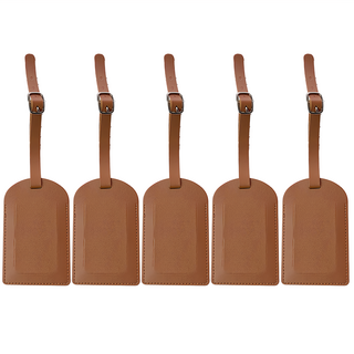 葉子小舖 皮革行李吊牌 棕色 易於辨識, 11.1 x 7cm 繩長11cm