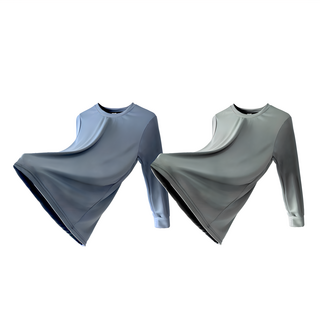 MI MI LEO 竹炭長袖防曬機能衣 2件組, 灰藍色 + 灰綠色