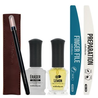 與珊 美甲5件完整套組 + 收納袋, Ruby Pusher + 橡皮擦 15ml + 準備 + 高級手指銼 + 處理油 15ml, 1組