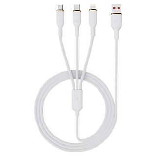 OMG 100W一拖三快充線 USB-Lightning/Micro USB/Type-C, 1.5m, 星光白, 1條