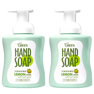 GREEN 綠的 植物系潔手慕斯 檸檬伯爵, 含植物水嫩成分 更環保省水, 300ml, 2瓶