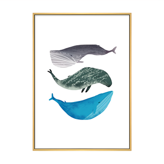 白日夢小鯨魚, 鯨魚掛畫, 50 x 70cm, 木色框, 1個