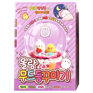 2Youngdesign DIY Molang兔 水晶球裝飾材料包 圓形小夜燈裝飾套組 可愛公仔 底部有燈光開關, 顏色隨機, 1組