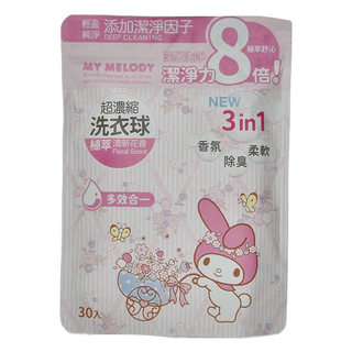 MY MELODY 美樂蒂 超濃縮清新花香洗衣球 240g, 30顆, 1袋