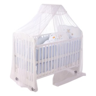 嬰兒蚊帳, 四季通用, 1mm高密度紗帳, 五檔高度調節, 透氣防蚊, 過濾灰塵及強光, 白色花邊, 35*200*550cm(適合各尺寸嬰兒床)