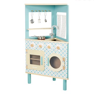 法國 Janod 妙廚師好料理 三向角落廚具 仿真廚房玩具 角色扮演遊戲 激發想像力 培養社交能力, 1個, 藍色