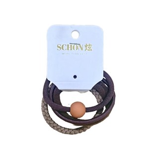 schön基本款皮筋組-圓球 髮圈髮飾 簡約時尚 彈性耐用, 1入, 深咖
