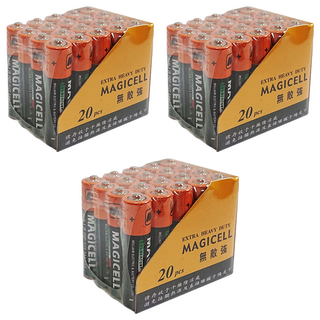 MAGICELL 無敵牌環保電池4號 環保耐用 各式電子產品適用, 20個裝, 3組