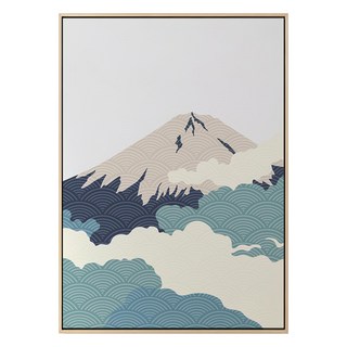 雲氣迷漫的富士山I 山景裝飾畫, 木色