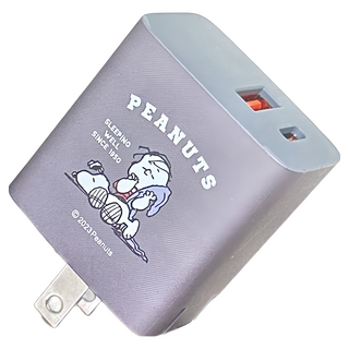 MING JENN 明震 史努比 雙Type-C+Type-A快充充電器 33W, 瞌睡, 1個