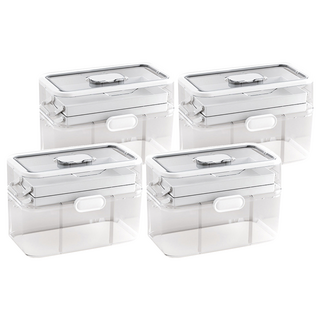 透明醫藥箱 大號 奶白 855g, 4個