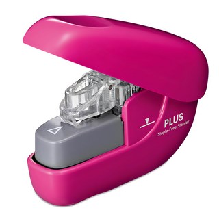 PLUS 普樂士 無針訂書機 SL-106NB, 可裝訂6枚紙 (64g/m²)，無須拆除訂書針，環保實用, 粉色, 1個