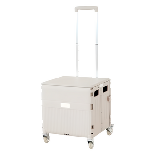 Cubien 滑蓋美型購物車 5秒折疊 靜音滾輪 輕量設計 堅固耐用 超大容量 承重力強, 奶咖, 1個