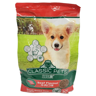 CLASSIC PETS 加好寶 小型犬乾狗糧 Omega 6 鋅 優質蛋白質 六偏磷酸鈉 維生素D 絲蘭萃取物, 牛肉口味, 2kg, 1袋