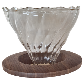 卡特屋 木托高硼矽玻璃咖啡濾杯 乾淨通透 耐高低溫 不易爆裂, 木托玻璃咖啡濾杯, 1個, 1~2人