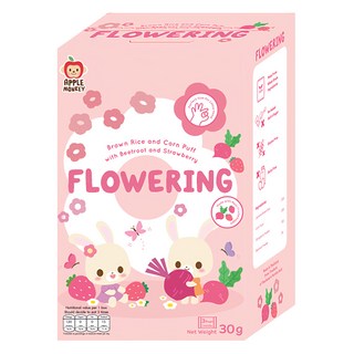 APPLE MONKEY 愛啵寶寶 茉莉糙米花花餅 無糖無鹽 12個月+適用, 草莓甜菜, 30g, 1盒
