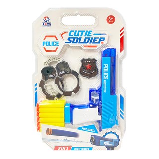 安全2用軟彈手槍水槍 軟彈 12顆 + 手銬 + 64834, 1組, 顏色隨機