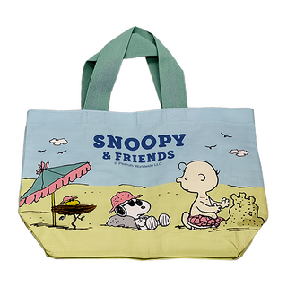 Kiiwi O SNOOPY聯名款 防水尼龍編織輕便袋, 夏日海邊 淺藍色