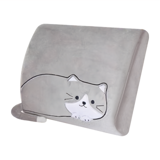 卡哇伊貓咪造型護背記憶腰靠墊, 灰色