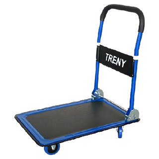 TRENY 可折平板手推車, 寬:48CM, 長:74CM, 高:83CM, 舒適泡棉推把, 黑藍, 1個