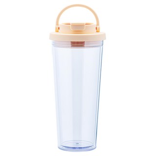 cook power 鍋寶 晶透雙層吸管杯 附吸管 + 吸管刷, 香草奶, 700ml, 1個