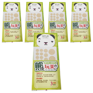 BELLE MADAME 貝麗瑪丹 熊完美 隱形防水遮瑕貼 (大1.6cmX5中1cmX8小0.8cmX20) 不織布透氣膚色膠帶, 3片, 5包