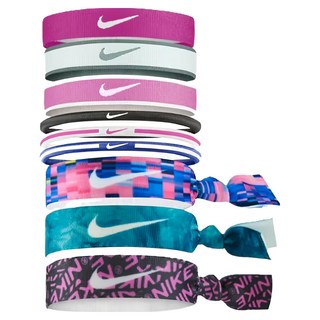 NIKE 耐吉 混搭式髮帶, 粉藍格子, 9個