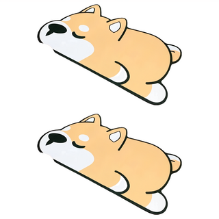 矽藻土 軟地墊加厚造型款 Set 2, 觸感舒適, 可摺疊收納, 防滑橡膠底, 柔軟皮革, 耐刮耐磨, 一抹即淨, 睡覺柴犬, 40 x 60cm