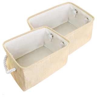 棉麻收納籃, 米色, 2個