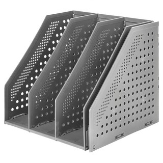 得力 開放式四段折疊雜誌箱 節省空間 3mm PP材質 一鍵安裝, 深灰色, 1個