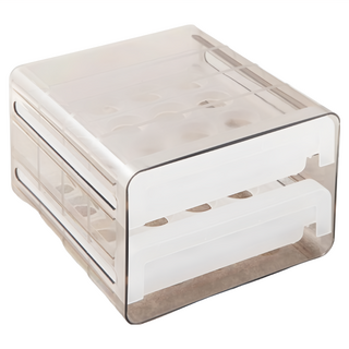 comet 雙層抽屜式32格雞蛋收納盒, 透明棕色, 1個