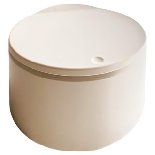 韓系極簡桌面按壓垃圾桶, 直徑19cm x 高度13cm, 米白色