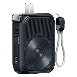 REMAX 磁吸15W無線充電自帶線AC電源 10000mAh行動電源 RPP-116B 黑色, 1盒