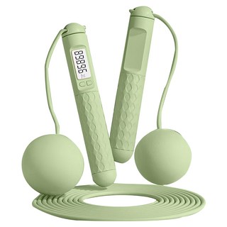 MICHAEL FITNESS 麥克健身 兩用跳繩, 負重大球 減肥專用 可調節繩長 精準計數器, 綠色, 1組, 150 x 100 x 50