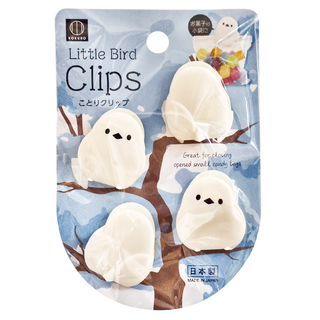 KOKUBO 小久保 小鳥造型封口夾 4入 日本製造, 小鳥 白色, 1包