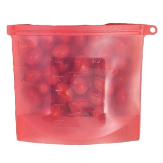 FANCY LIFE 矽膠密封保鮮袋 紅色 1L 可重複使用, 1個