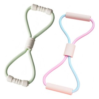 8字擴胸拉力彈力繩, 藍粉雙色 + 綠色, 2條