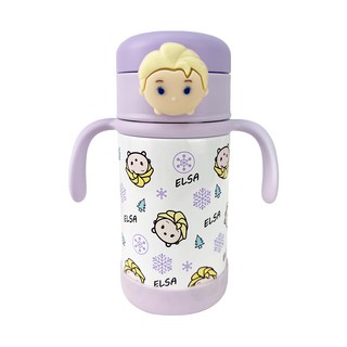 Disney系列 保溫瓶 把手款 316L不鏽鋼 重力球吸管 280ml, 艾莎 紫色, 1個