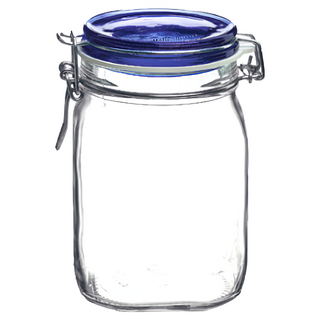 Bormioli Rocco 藍蓋密封罐 - 透明, 1.12L, 1個