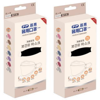 PERFECT 普惠醫工 韓版KF94 醫用口罩 成人款, 時尚黑, 10片, 2盒
